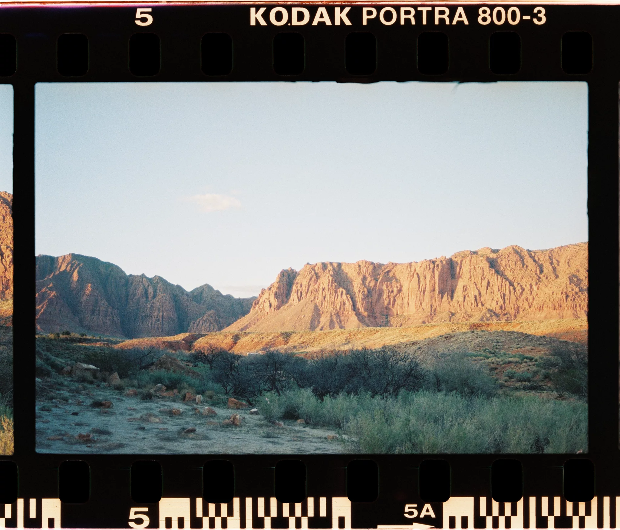 The ridge in The Spacely GelForm, showing Kodak Portra 800 sprockets