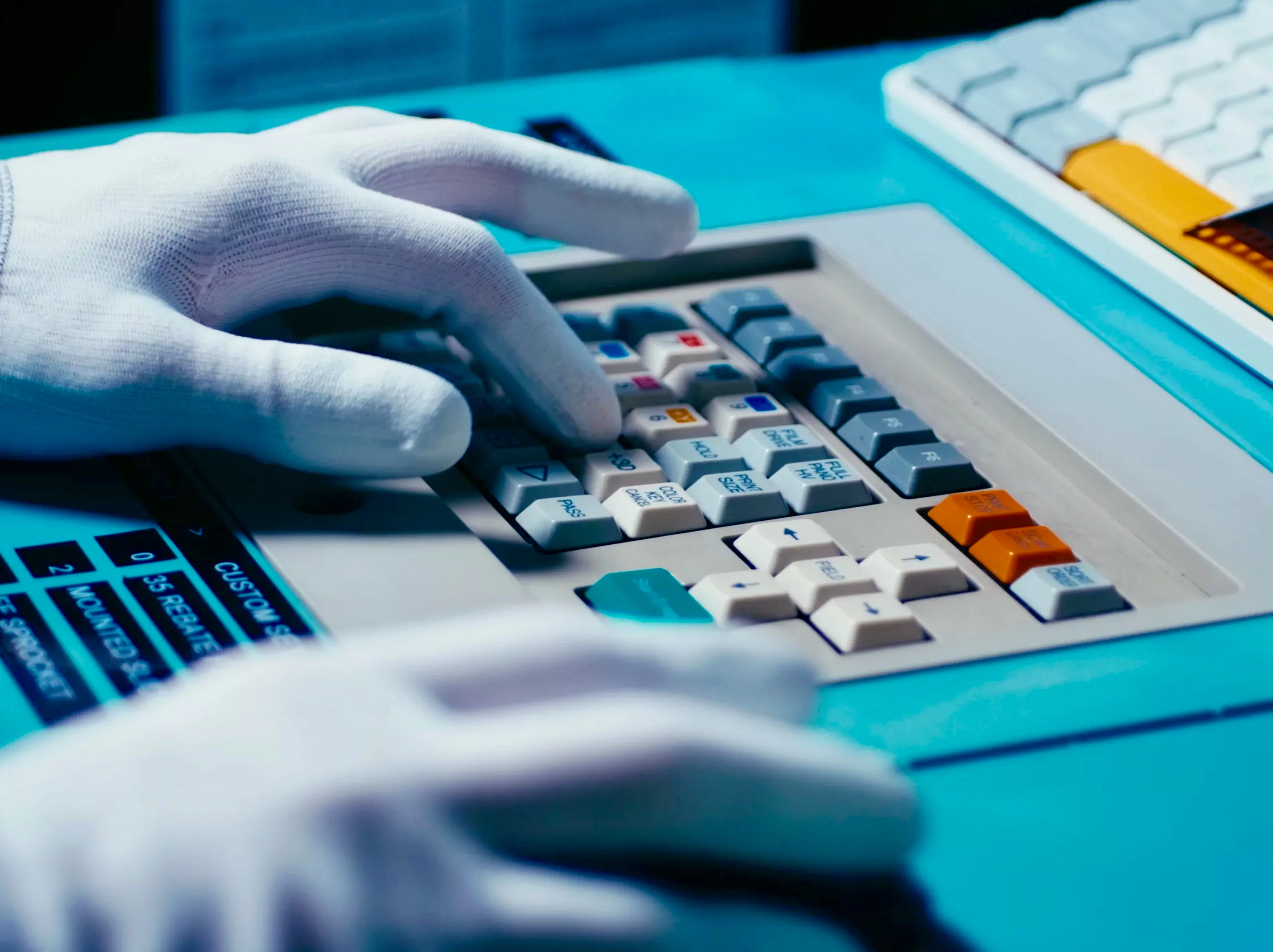Gelatin Labs technician scanning film on a Noritsu HS-1800
