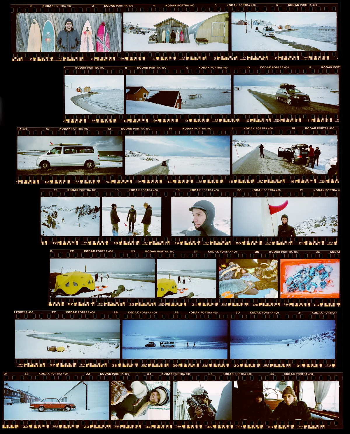 A 35mm contact sheet: a full roll of frames scanned as one sheet. Contact sheet by Ryan Valasek